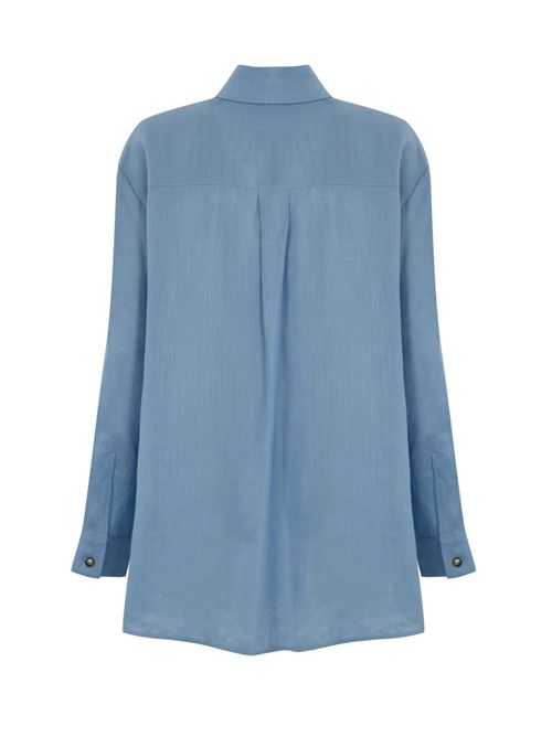 Camicia over Noel in lino Azzurro MM Max Mara | 2516111018600005